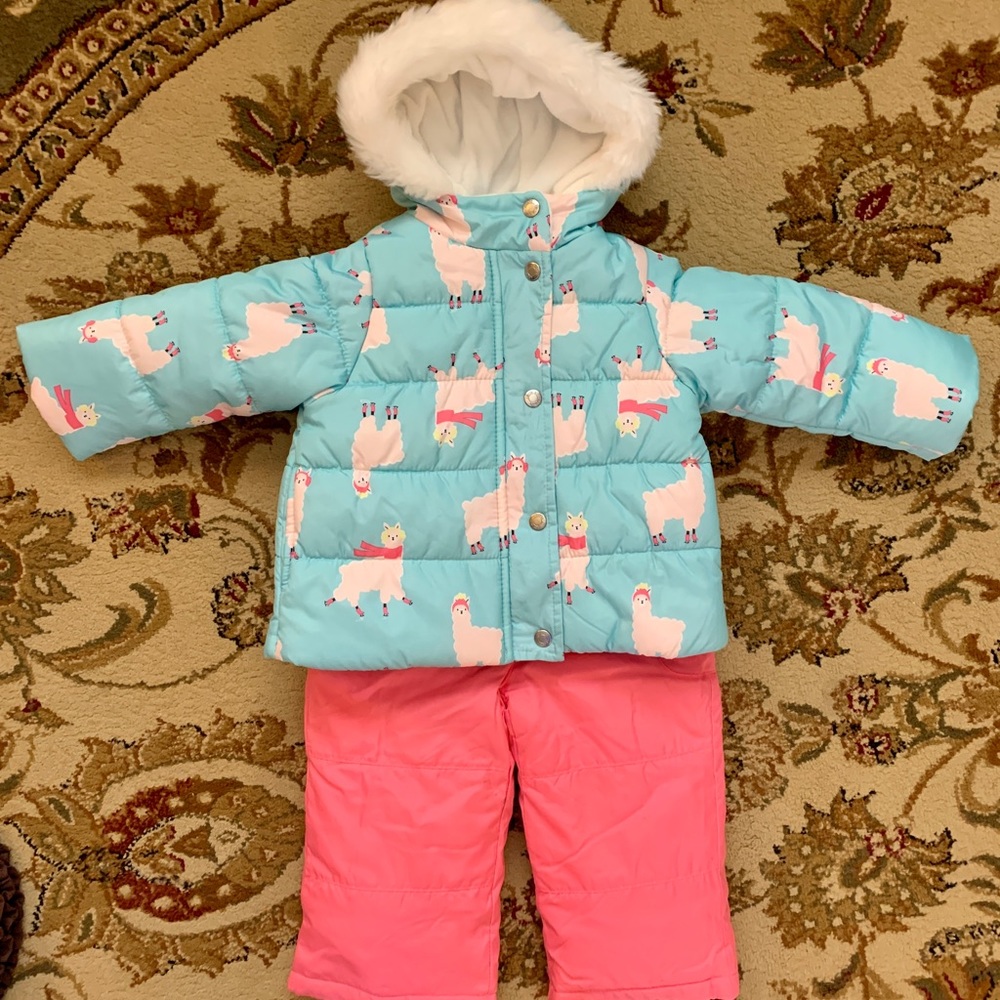 Carter’s Llama Snowsuit Infant Toddler Girls 24M Pink Blue